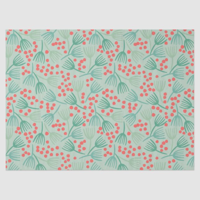 Handdrawn Christmas Tree Evergreen Pine Needles Tissue Paper (Front)