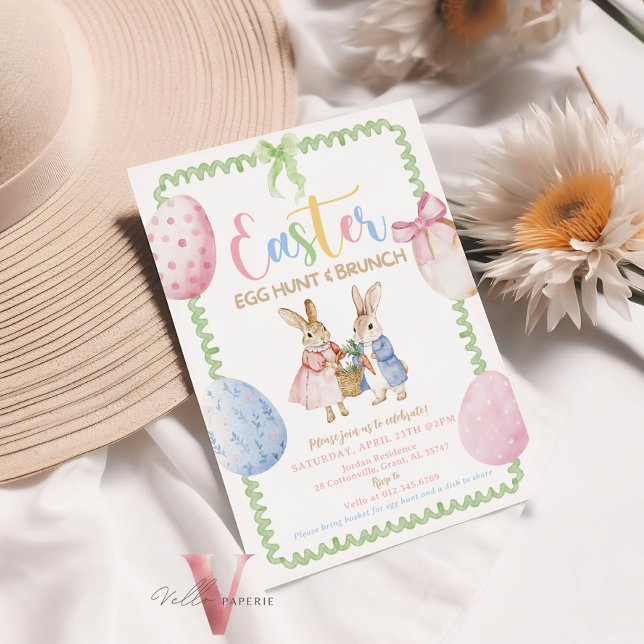 Handdrawn Colourful Pastel Easter Egg Brunch Party Invitation (Creator Uploaded)