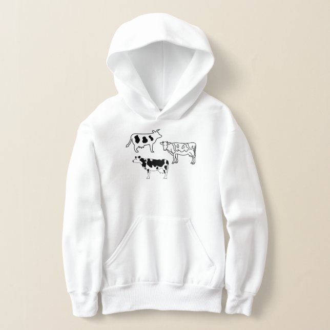 Handdrawn Cows Farmer Doodles Black and White (Laydown)