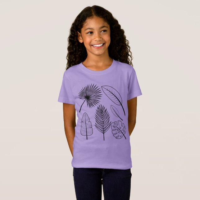 Handdrawn Flowers Doodles Purple Plants Floral T-S T-Shirt (Front Full)