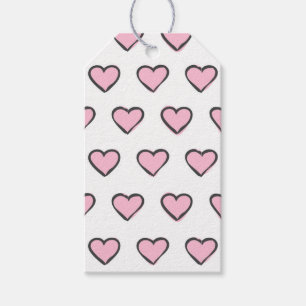 Handdrawn Hearts Pink and White Gift Tags