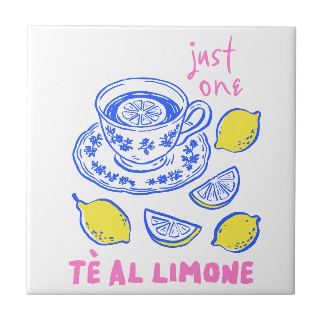 Handdrawn Lemon Summer Quote  Tile (Front)