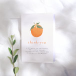 Handdrawn Orange Blossom Spring Baby Shower Thank You Card<br><div class="desc">A thank-you card to match our Little Cutie Orange Blossom Spring Baby Shower Collection. This folded card features a hand-drawn orange with a blossoming flower on three little leaves. "Thank you" is written in the same orange colour to match with the drawing. Below, there is an editable thank-you message. Inside...</div>