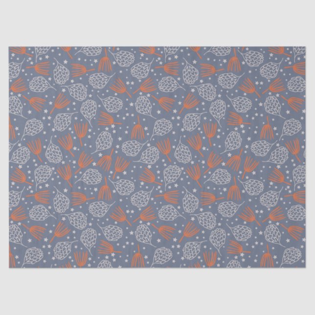 Handdrawn Pine Cones and Boughs Tissue Paper (Front)