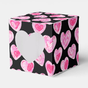 Handdrawn Pink Heart Valentine Gift Favour Box