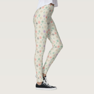 Handdrawn Snowflakes Christmas Trees Multicolor Leggings