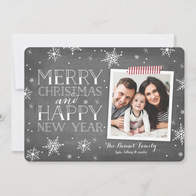 Handdrawn Snowflakes Collection Holiday Card (Front)