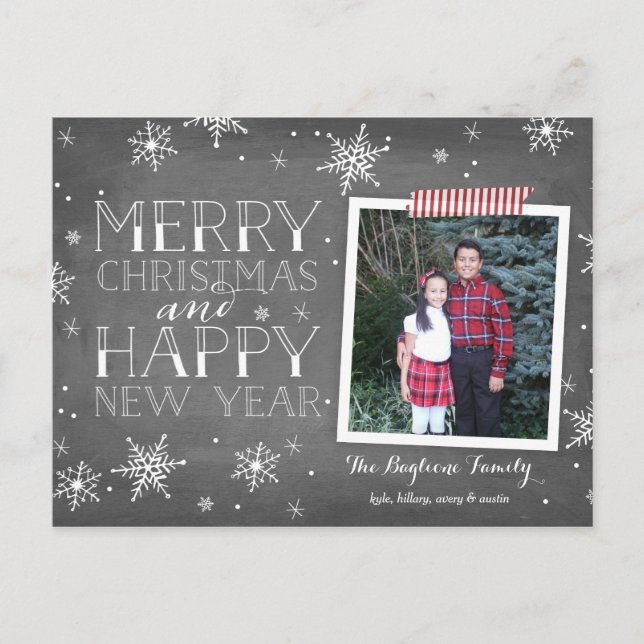 Handdrawn Snowflakes Collection Holiday Postcard (Front)