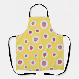 handdrawn strawberries, repeated pattern apron