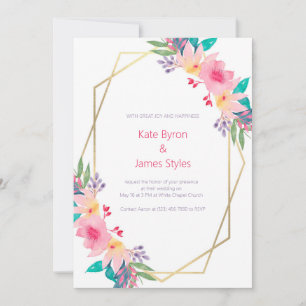 Handdrawn Watercolor Wildflower Wedding Invitation