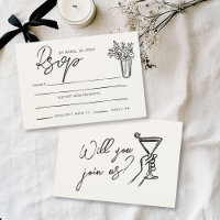 Handdrawn Whimsical Stylish Trendy Wedding