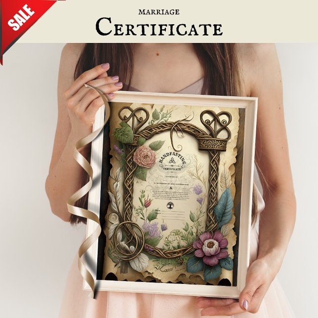 HANDFASTING CERTIFICATE FLORAL CELTIC WICCA PAGAN POSTER (Creator Uploaded)