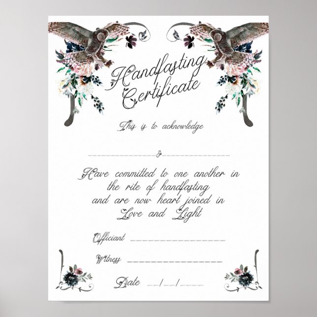 Handfasting Certificate Poster - Upon a Dream  (Front)