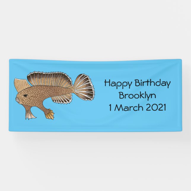 Handfish cartoon illustration banner (Horizontal)