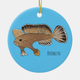 Handfish cartoon illustration ceramic tree decoration