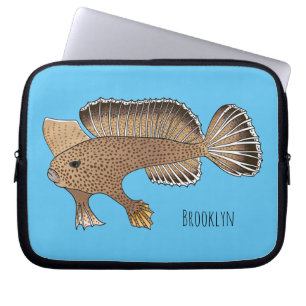 Handfish cartoon illustration laptop sleeve