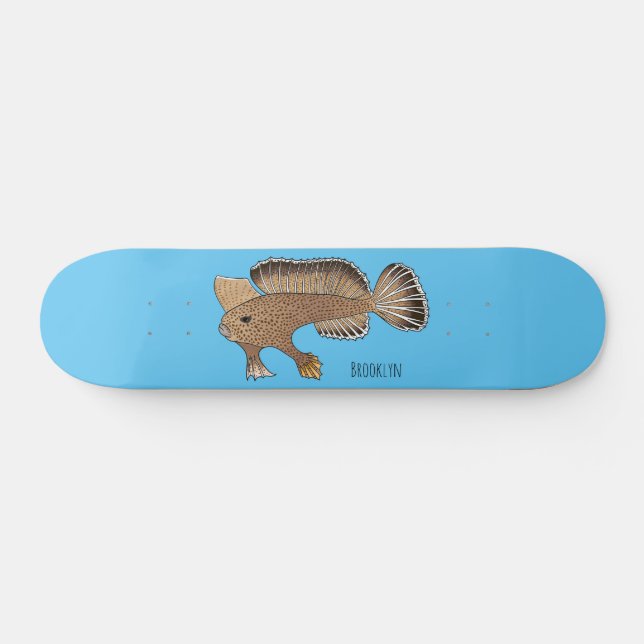 Handfish cartoon illustration skateboard (Horz)