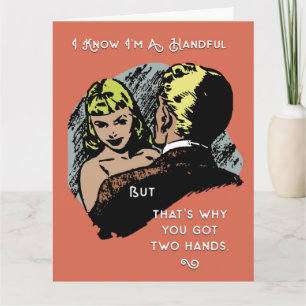 Handful Funny Retro Greeting Card