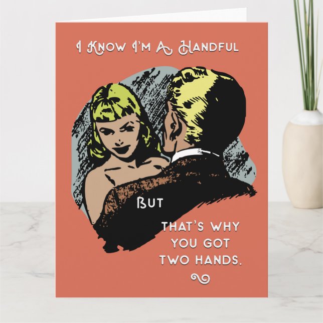 Handful Funny Retro Greeting Card (Front)