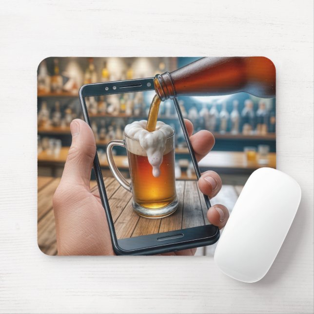 Handheld Beer In Smartphone Mouse Pad (With Mouse)