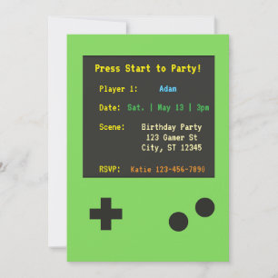 Handheld Video Game Birthday Invitation