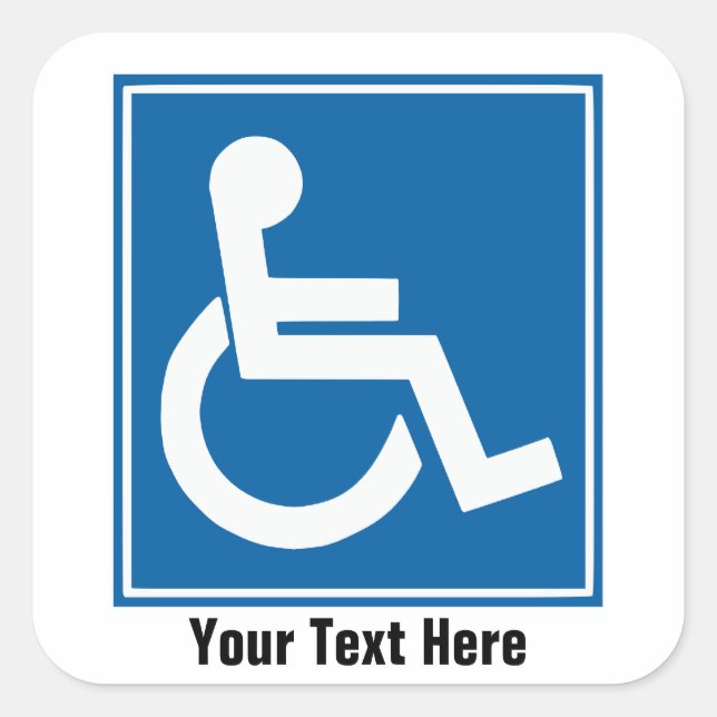 Handicap Sign Stickers/Labels Square Sticker (Front)