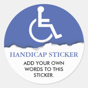 Handicap Symbol Custom Text Classic Round Sticker