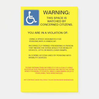 HANDICAP VIOLATION POST-IT NOTES