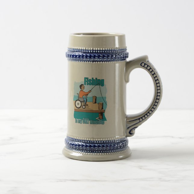 Handicap Wheelchair Fishing Beer Stein (Right)
