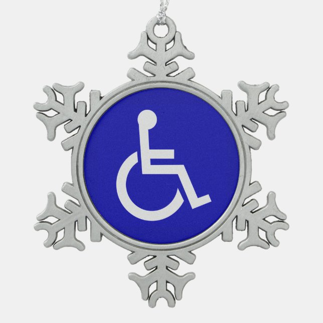 Handicapped Disabled Snowflake Pewter Christmas Ornament (Front)