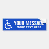 Handicapped disabled symbol add message blue white bumper sticker (Front)