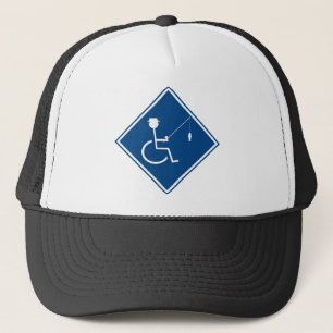 handicapped fishin sign 3 trucker hat