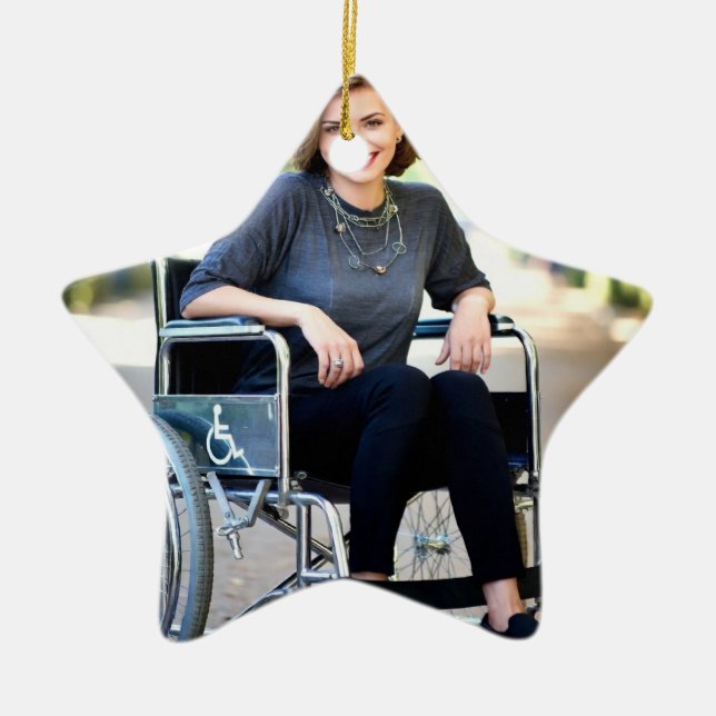Handicapped Photo Customize Personalize Ceramic Tree Decoration (Front)