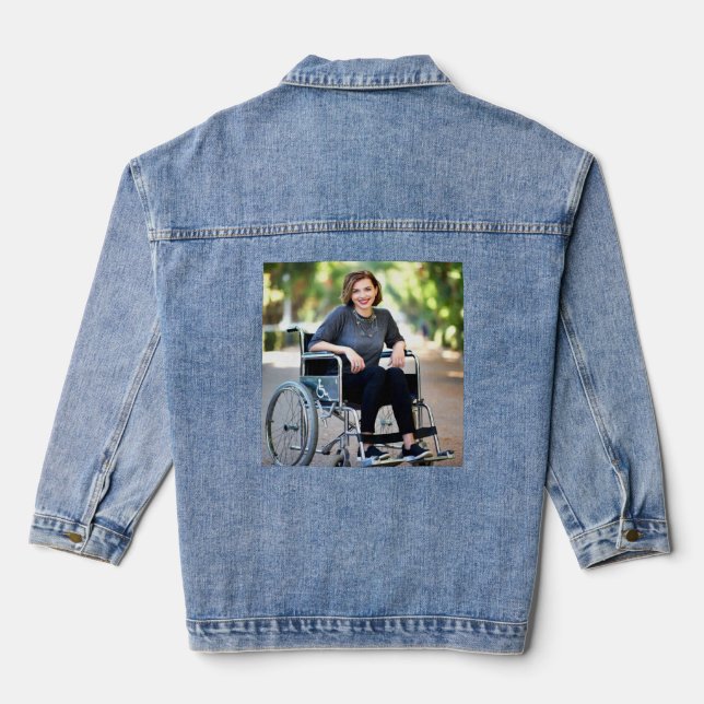 Handicapped Photo Customize Personalize Denim Jacket (Back)