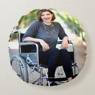 Handicapped Photo Customize Personalize Round Cushion