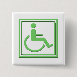 Handicapped Stylish Symbol Green 15 Cm Square Badge