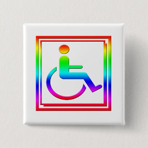Handicapped Stylish Symbol Multicolored 15 Cm Square Badge