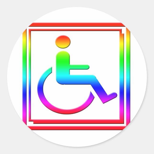 Handicapped Stylish Symbol Multicolored Classic Round Sticker (Front)