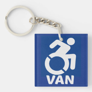 Handicapped Van Modern Key Ring