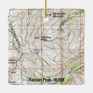 Handies Peak Fourteener Topo Ceramic Ornament