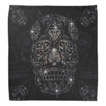 Handkerchief/Scarf - diamond skull black
