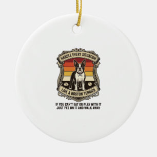 Handle Every Situation Boston Terrier Dog Sunset S Ceramic Tree Decoration