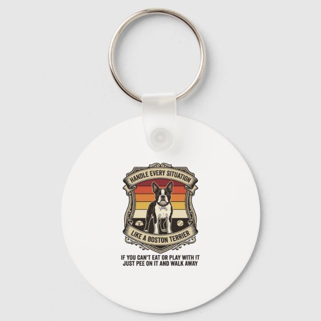Handle Every Situation Boston Terrier Dog Sunset S Key Ring (Front)