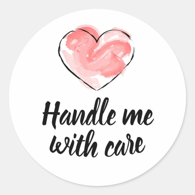 Handle Me With Care - Heart Shipping Sticker (Front)