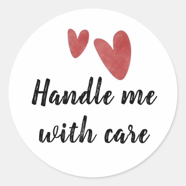Handle me with care sticker with red heart (Front)