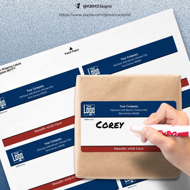 Handle With Care Business Logo Blue Shipping (Handle With Care Business Logo Blue Shipping Label)