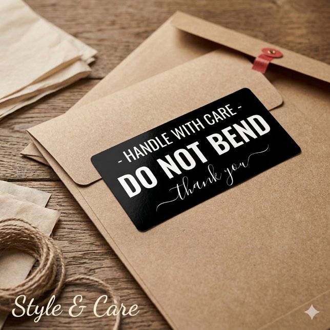 Handle with Care - Do Not Bend Black Shipping (Handle with Care - Do Not Bend Black Shipping Label)