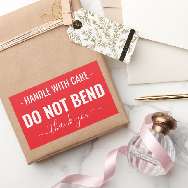Handle with Care - Do Not Bend Rectangular Sticker (Gifting)