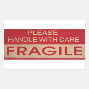 Handle with care, fragile sign rectangular sticker