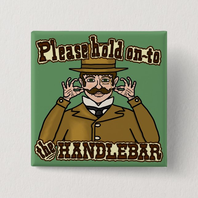 Handlebar Moustache Gentleman 15 Cm Square Badge (Front)